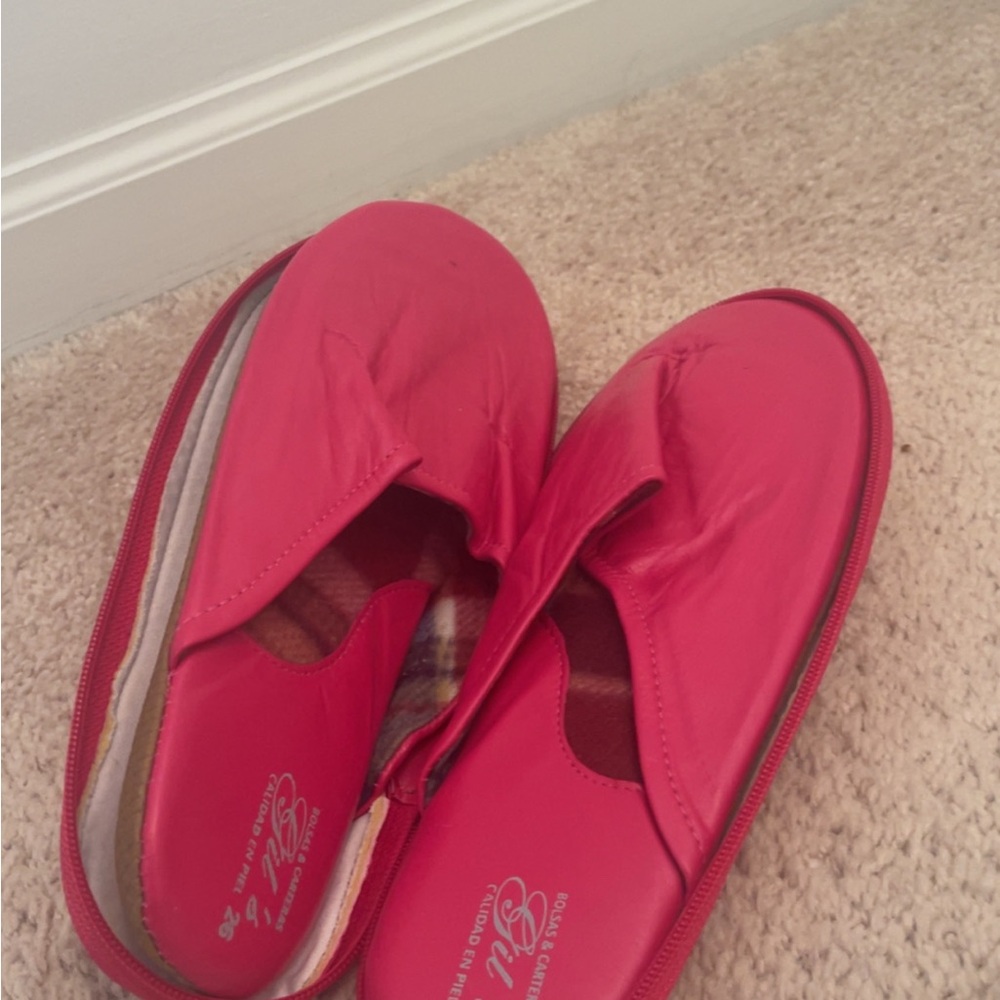 Red Women’s leather slippers